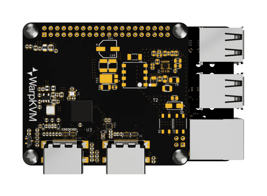 Carrier board top view, Standard variant, with the PoE positions left unpopulated