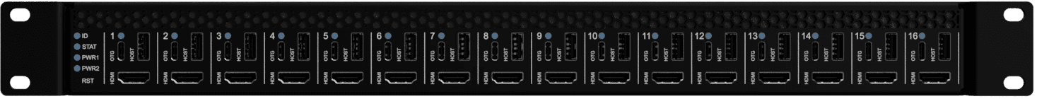 WK-1616 chassis, front panel with sixteen numbered ports